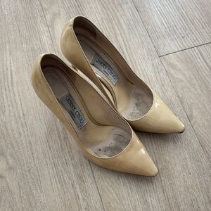 Jimmy Choo Tan Patent Leather Heels